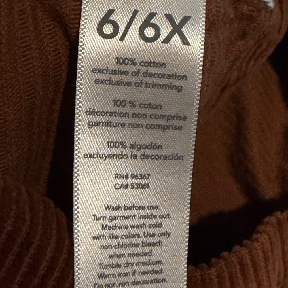 OshKosh B'gosh Corduroy Button-Front Overalls in Dress Rust Brown 100% Cotton - Picture 6 of 6